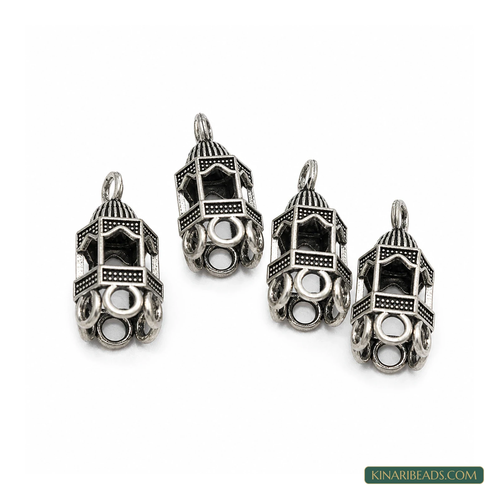 German Silver Jhumki Components – 18x12mm, 4 Pack