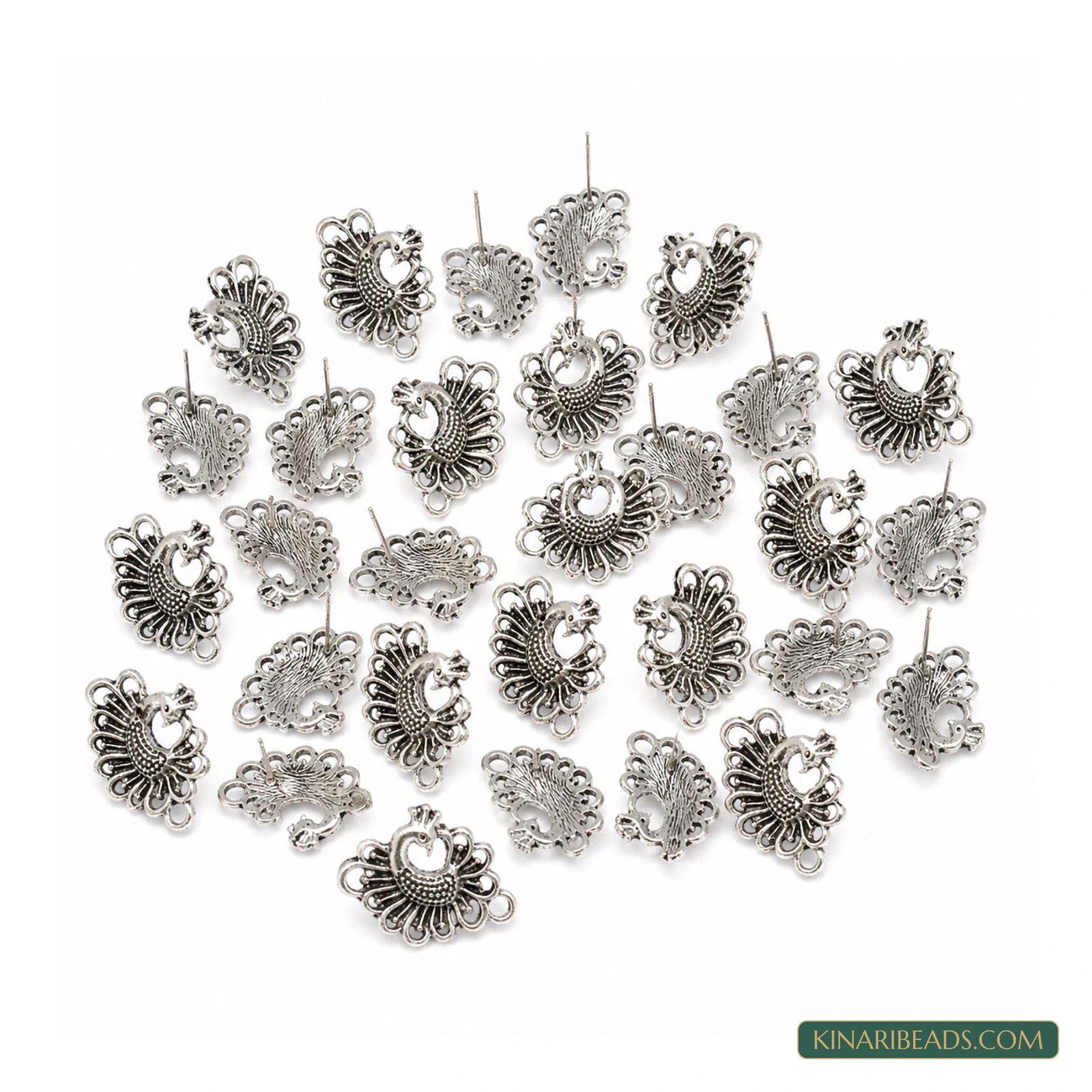 German Silver Peacock Earring Components – 22x14mm product image