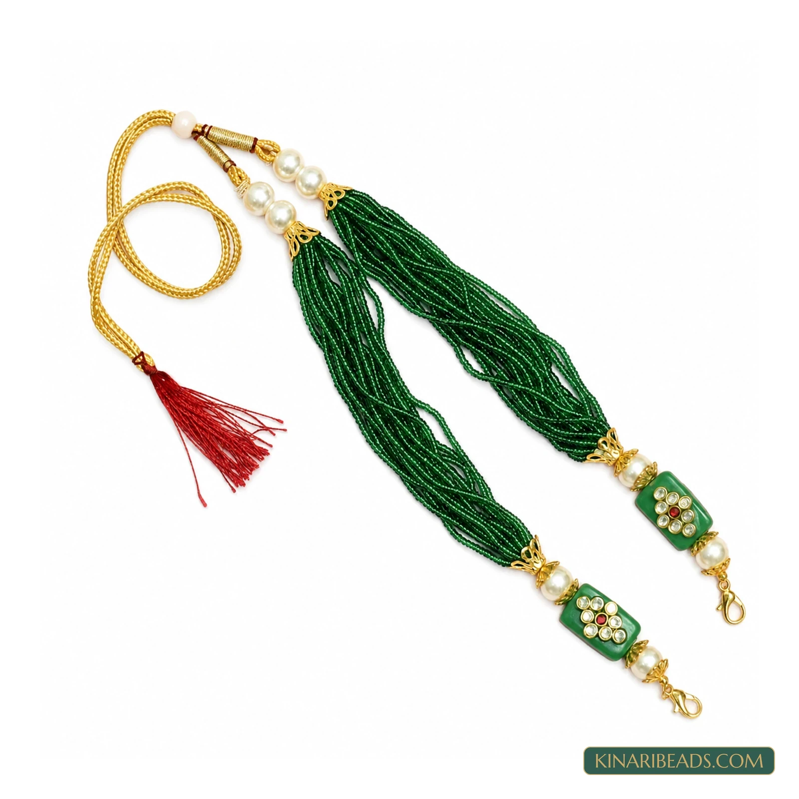 Glass Bead Adjustable Necklace Dori - Green colour