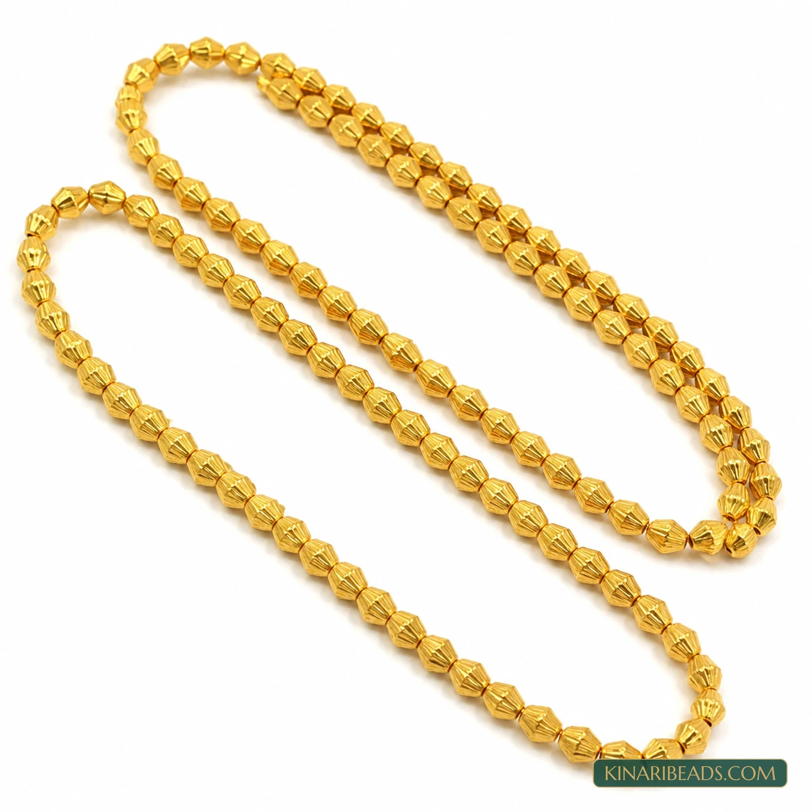 Gold Plated Brass Dholki Beads 4-5mm - 2 Strings