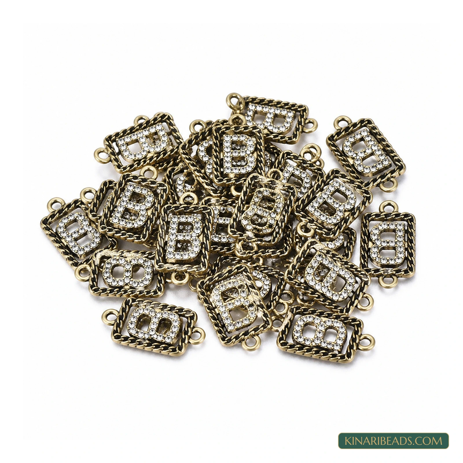 Gold Rhinestone Letter B Link Connectors – 26x11.5mm product image