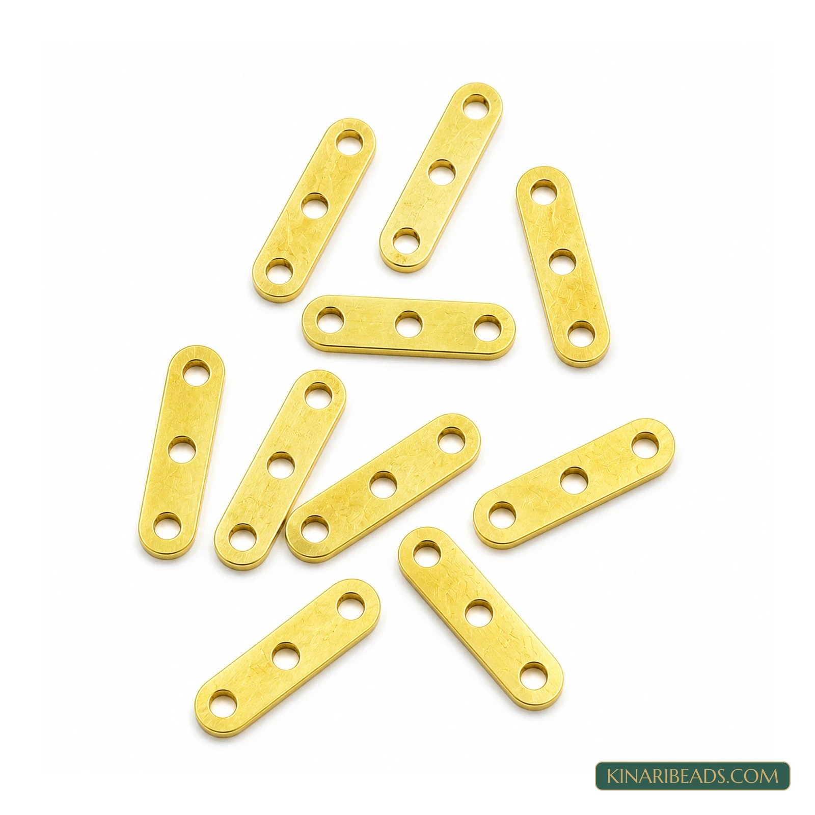 Golden 3-Hole Metal Spacer Bar – 13x4mm, 20 Pack