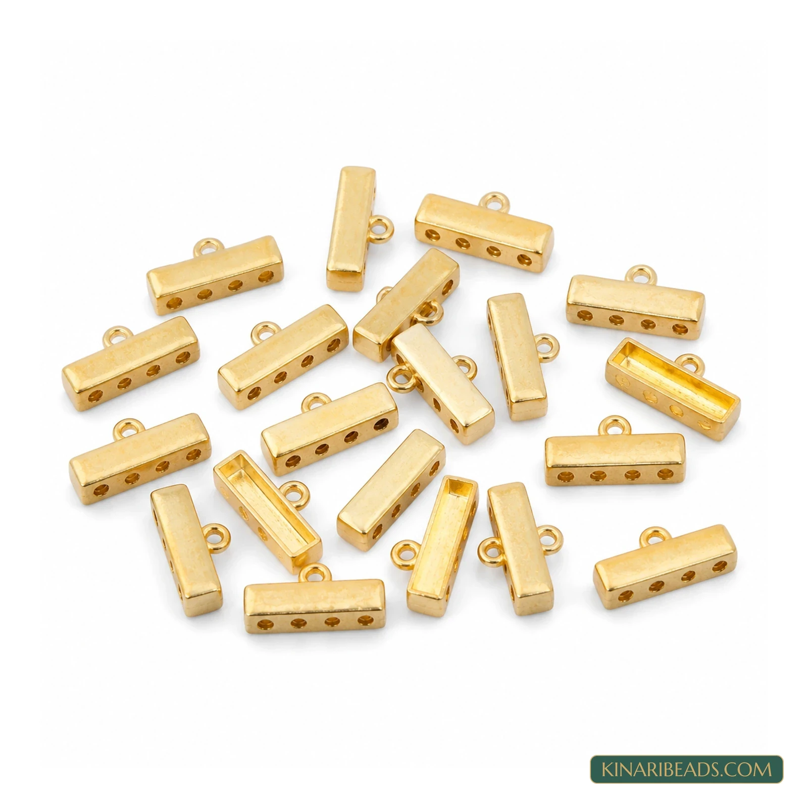 Golden 4-Hole Multistrand Connector Bars – 20mm, 20 Pack