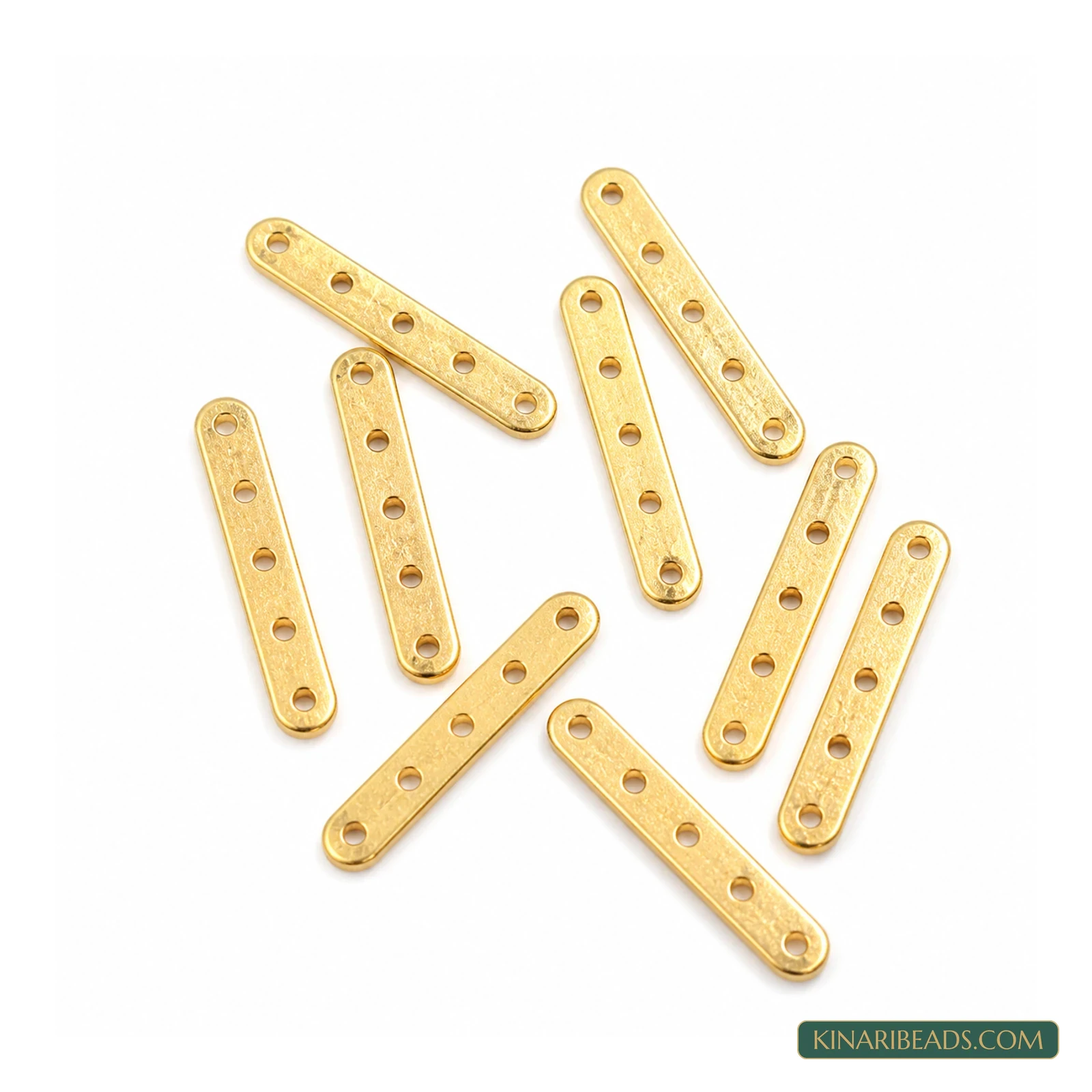 Golden 5-Hole Metal Spacer Bar – 20x4mm, 20 Pack