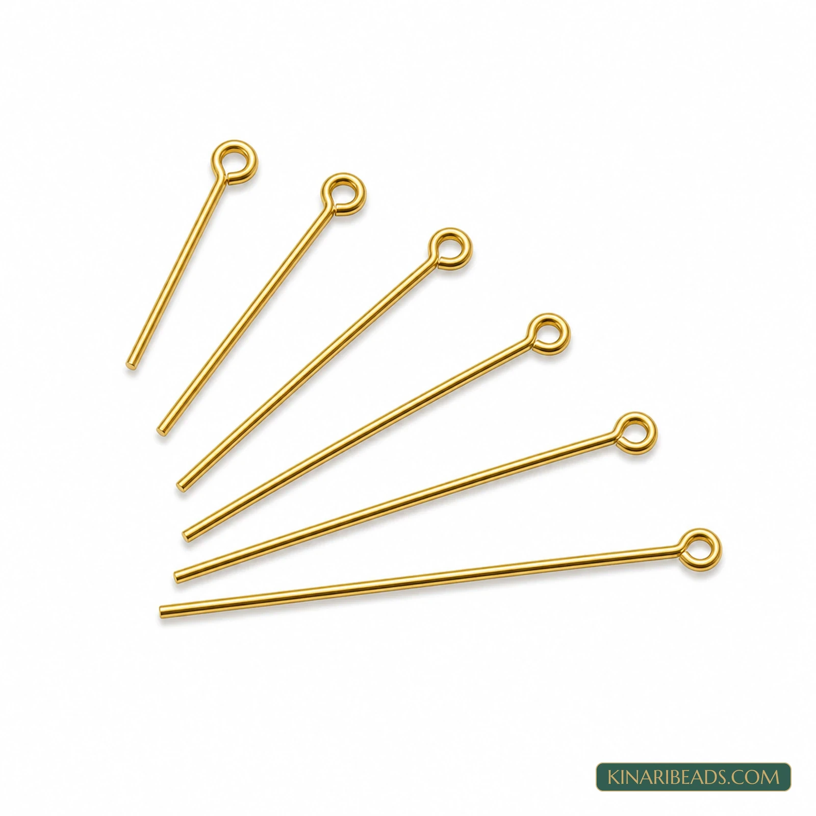 Golden Brass Eye Pins for Jewellery Making - 20mm to 50mm, 10g