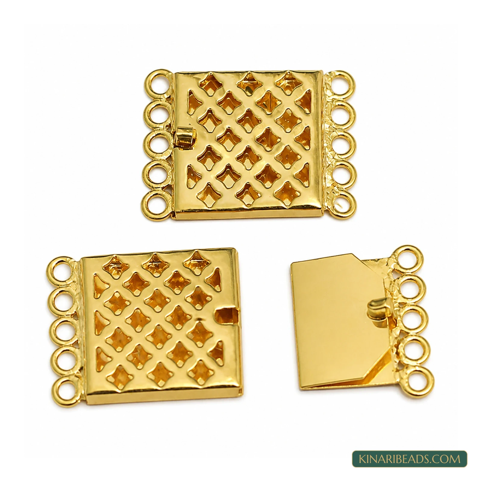 Golden Brass Five-Strand Connector Bars – 2.5cm