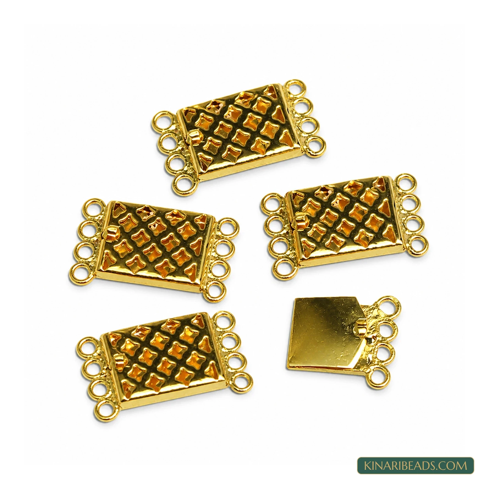 Golden Brass Four-Strand Connector Bars – 2.5cm