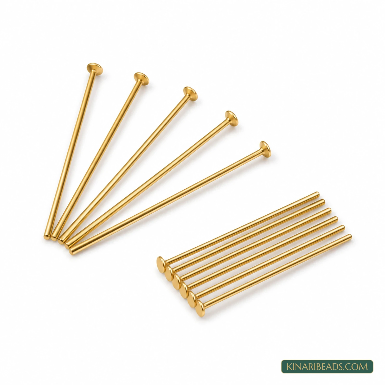 Golden Brass Head Pins for Jewellery Making - 20mm to 40mm, 10g