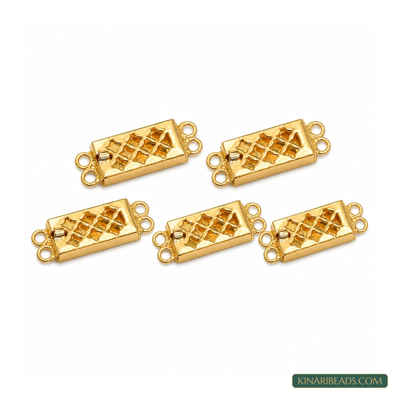 Golden Brass Two-Strand Connector Bars – 2.5cm