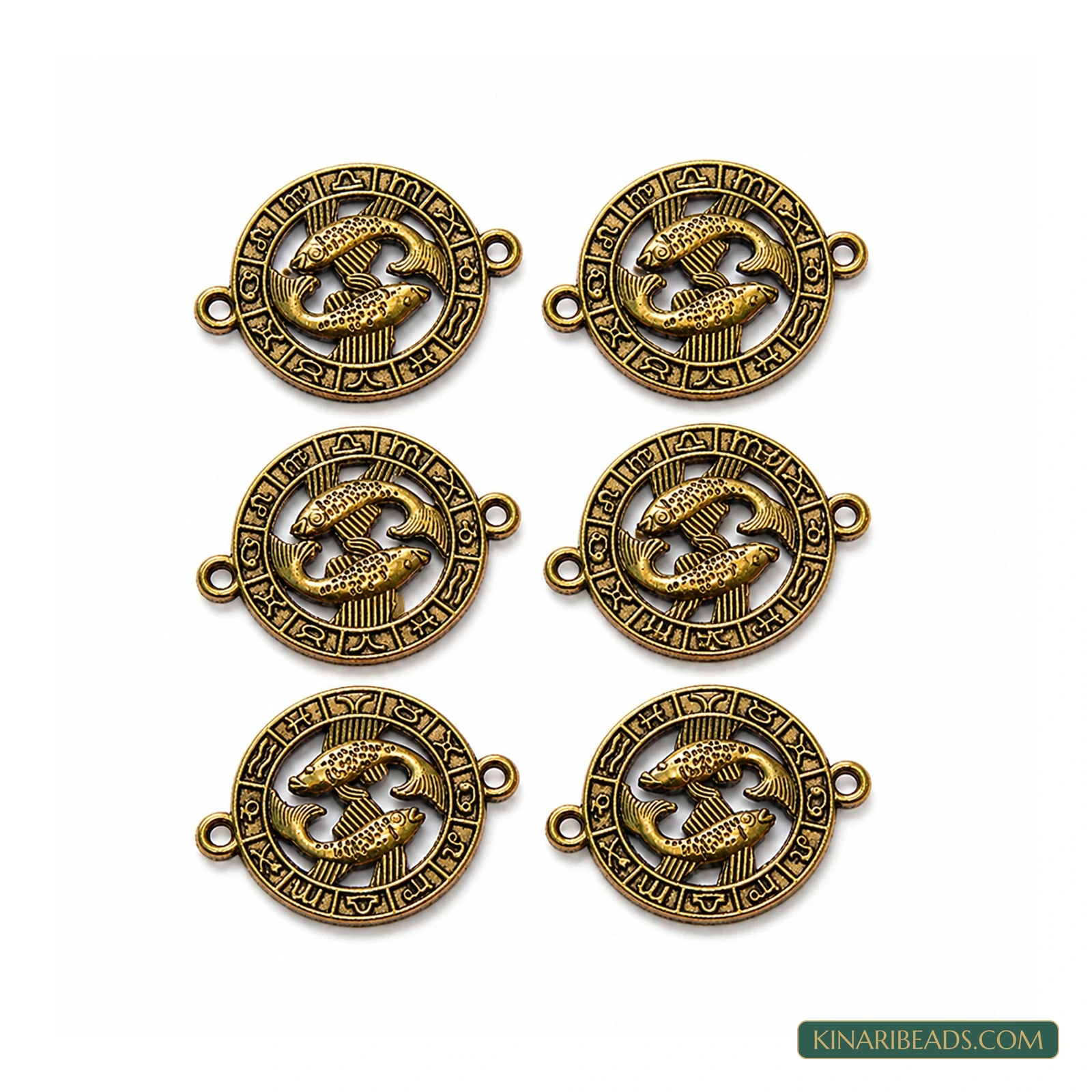 Golden Fish Motif Rakhi Connectors – 6 Pack - Golden colour