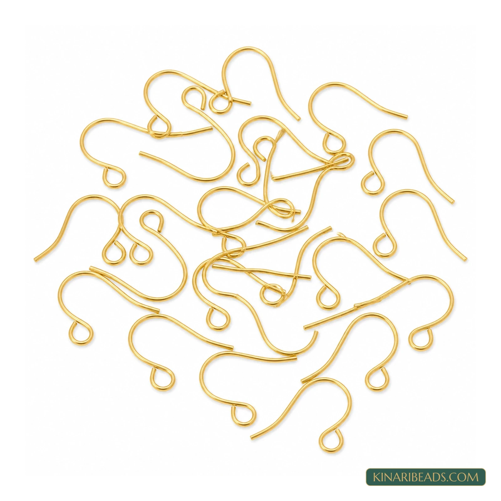 Golden Fishhook Ear Wires – 22mm, 20 Pack