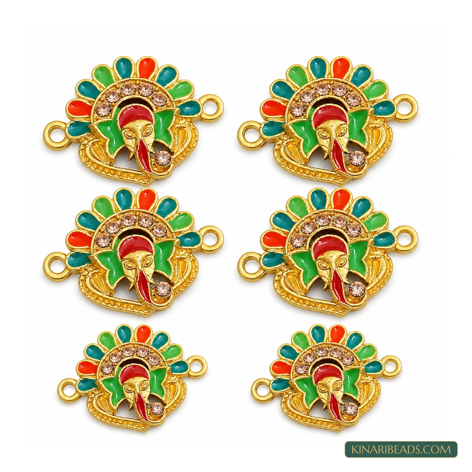 Golden Ganesha Rakhi Connectors – 24x18mm, 6 Pack