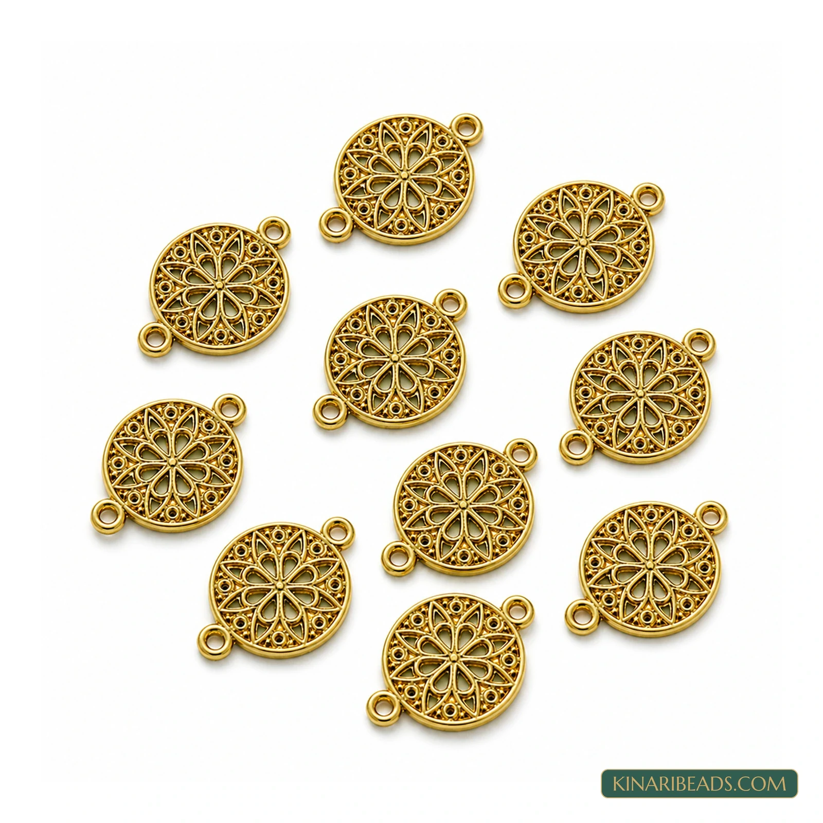 Golden German Silver Flower Links – 20x14mm