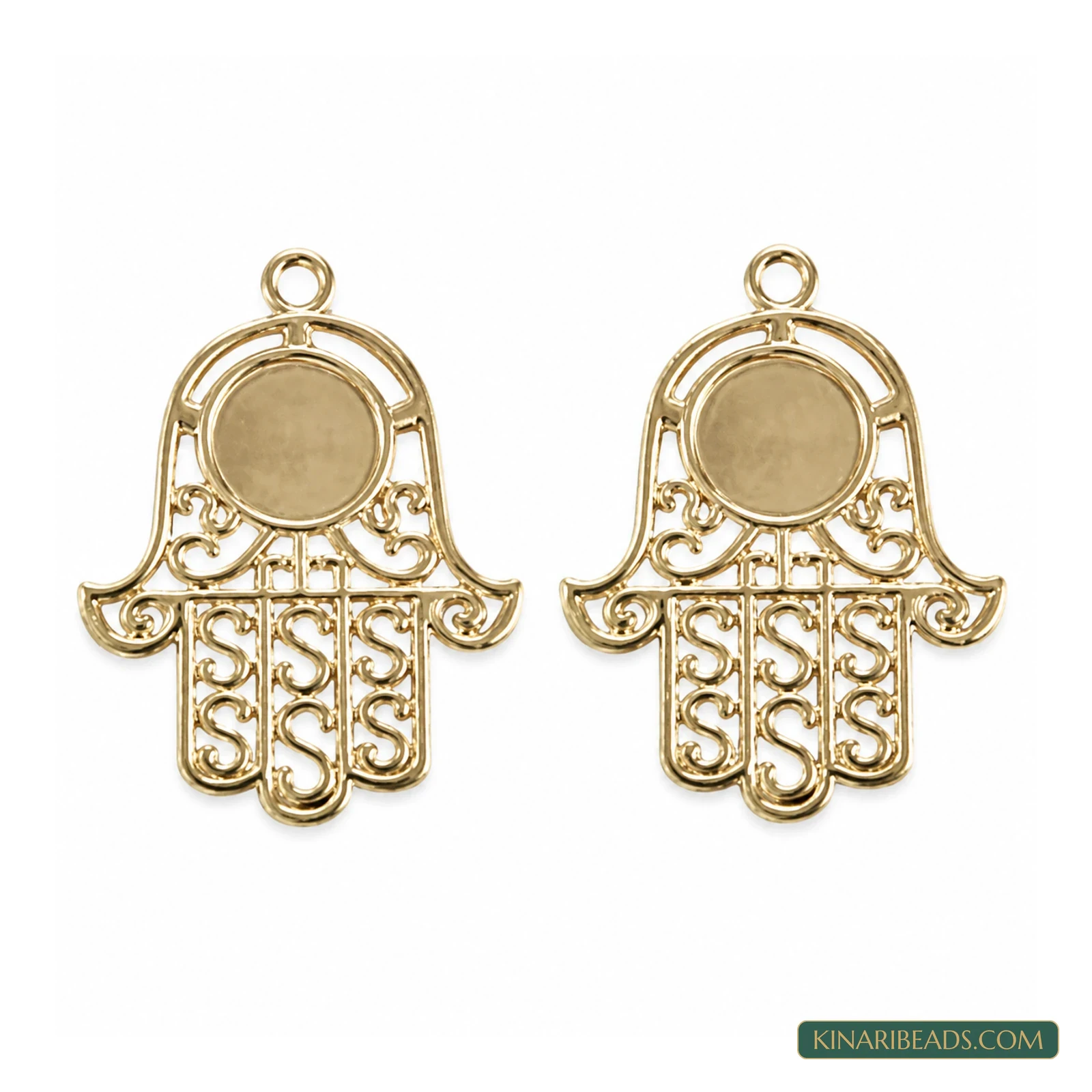 Golden Hand-Shaped Cabochon Pendant Settings – 2 Inch product image