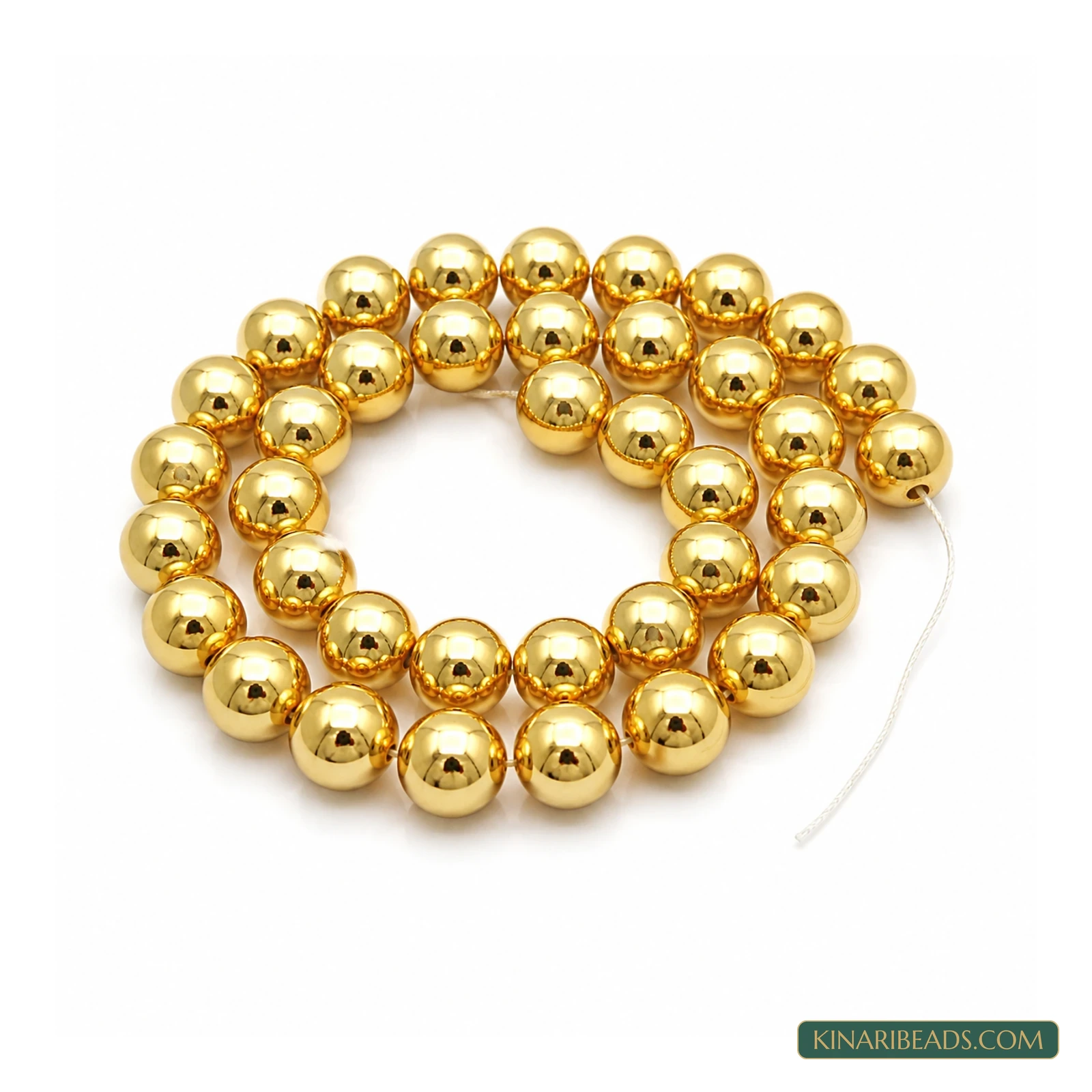 Golden Round Japanese-Style Acrylic Pearl Beads – Multiple Sizes, 1 String product image