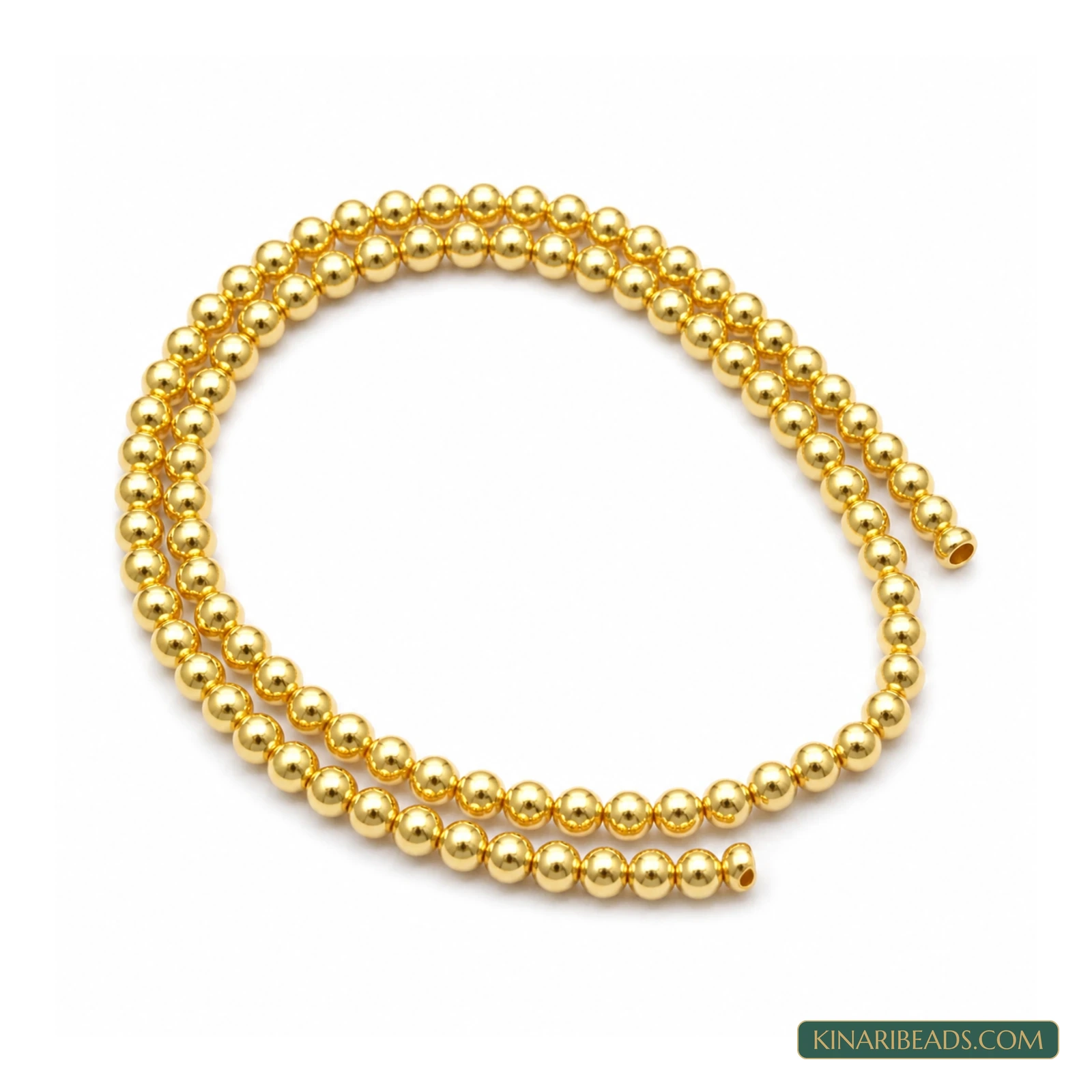 Golden Round Japanese-Style Acrylic Pearl Beads – Multiple Sizes, 1 String