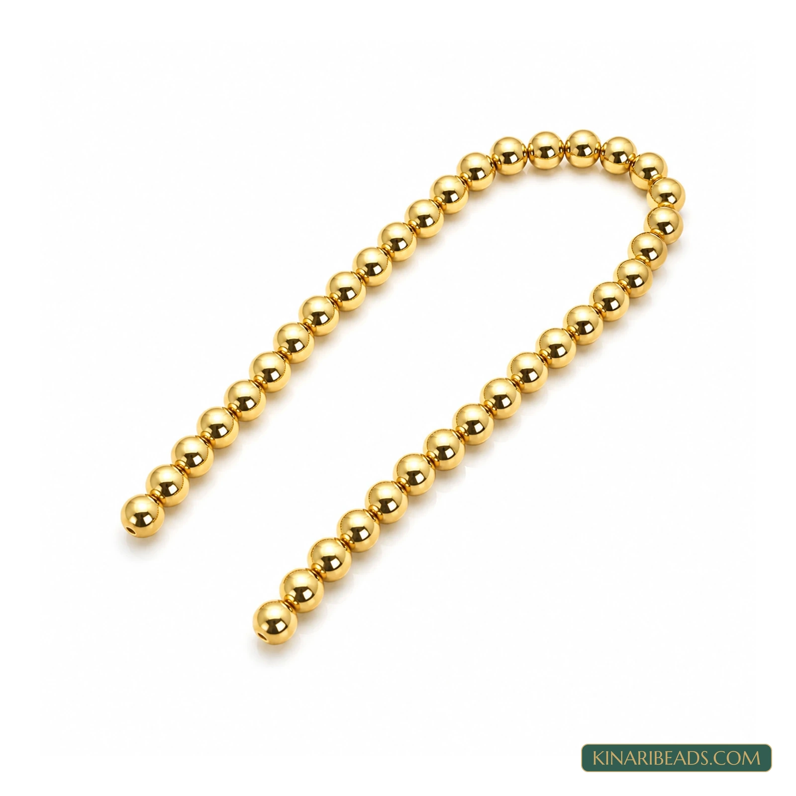 Golden Round Japanese-Style Acrylic Pearl Beads – Multiple Sizes, 1 String product image