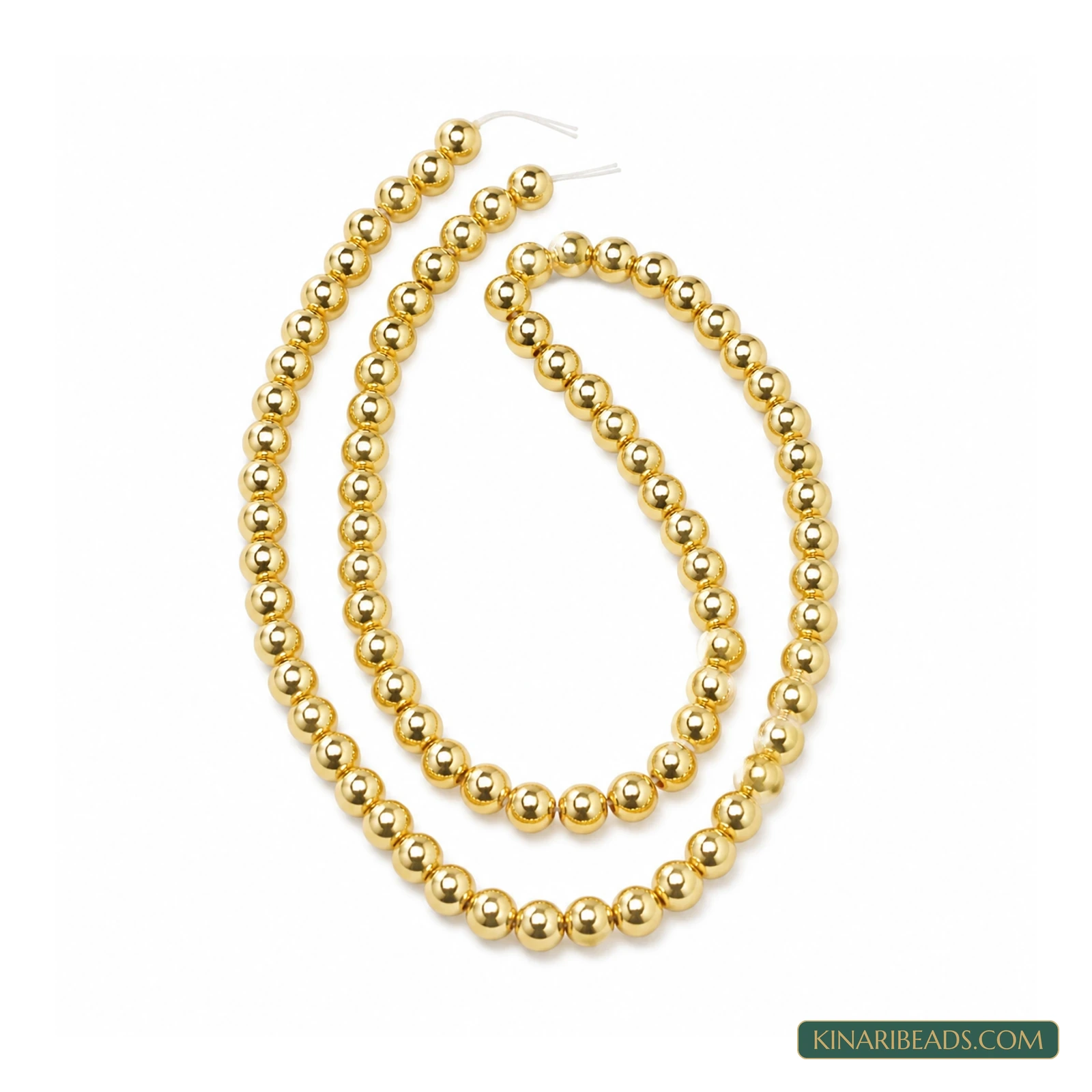 Golden Round Japanese-Style Acrylic Pearl Beads – Multiple Sizes, 1 String product image