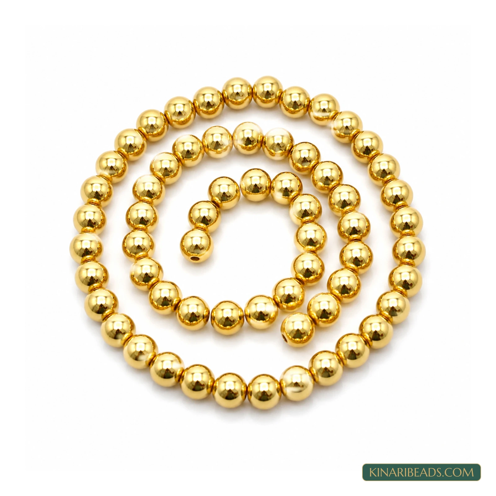 Golden Round Japanese-Style Acrylic Pearl Beads – Multiple Sizes, 1 String product image