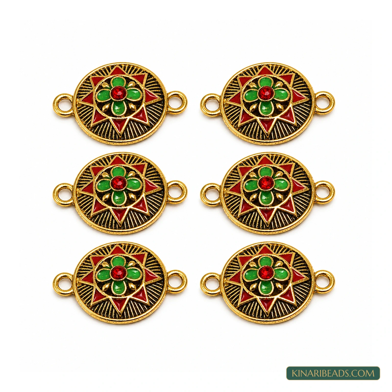 Golden Round Rakhi Centrepiece Connectors – 23x15mm, 6 Pack