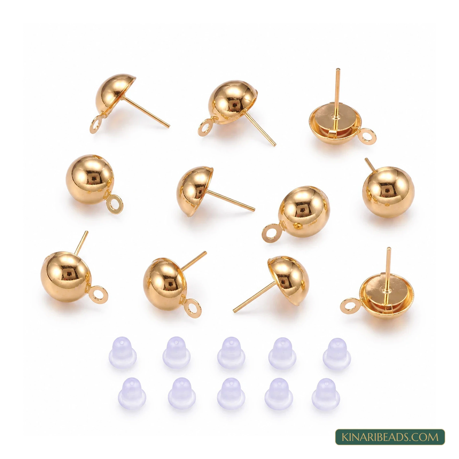 Golden Stud Earring Backs – 10mm, 10 Pack