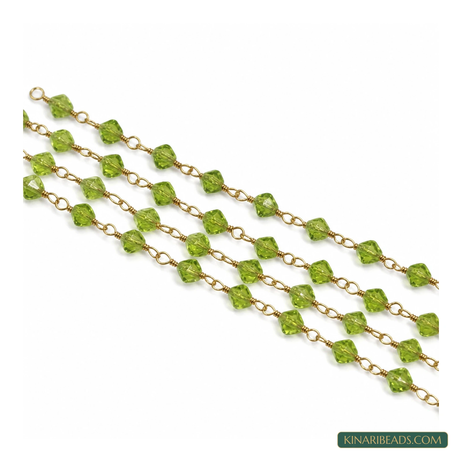 Green Bicone Glass Beaded Chain – 4mm