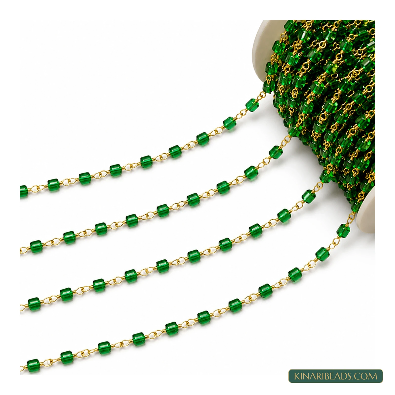 Green Glass Beaded Jewellery Chain Roll