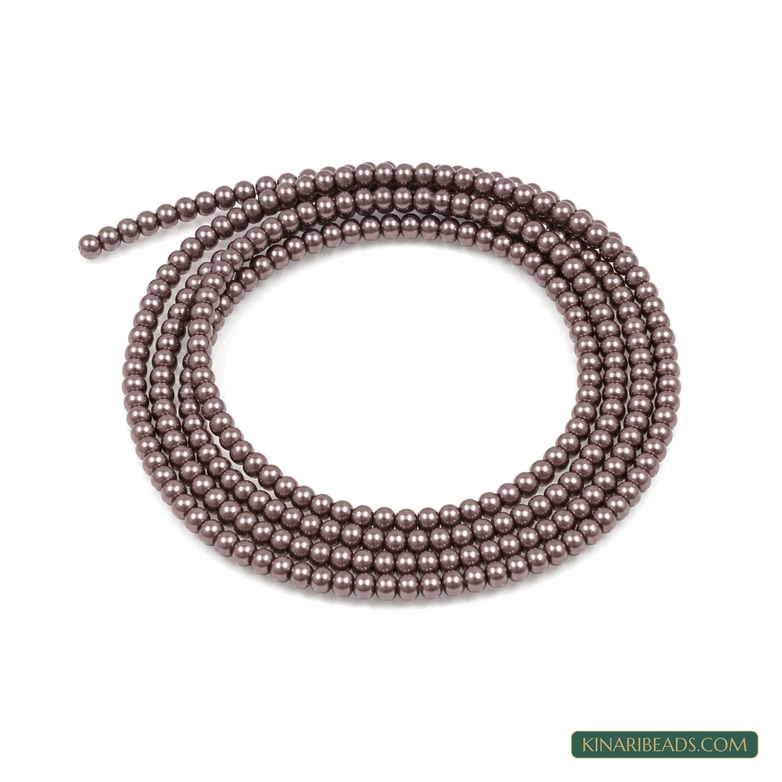 Grey, Coffee & Copper Round Glass Pearl Beads – 2.5mm, 1 String - Copper colour