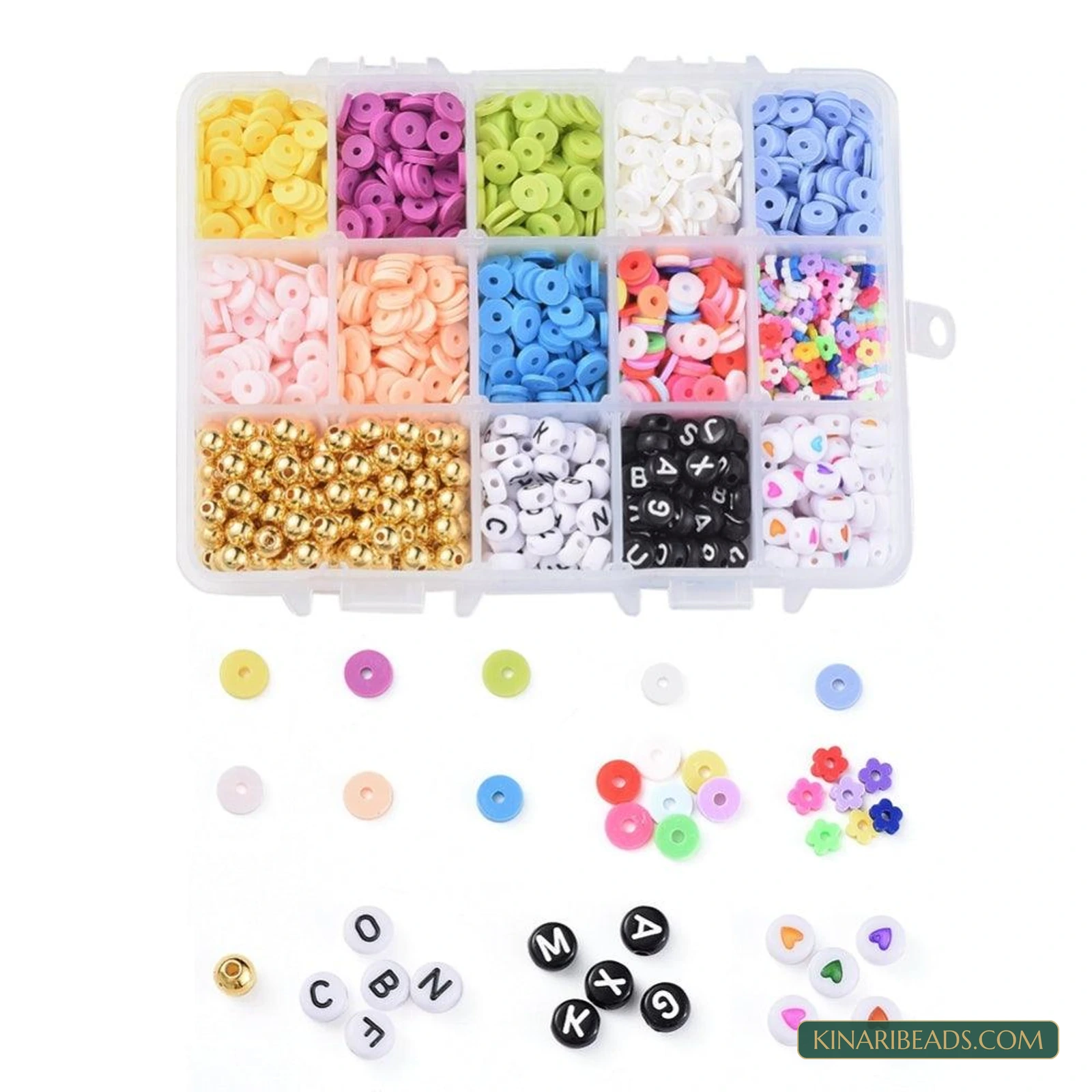 Heishi, Flower, Letter & CCB Beads Bracelet Making Kit