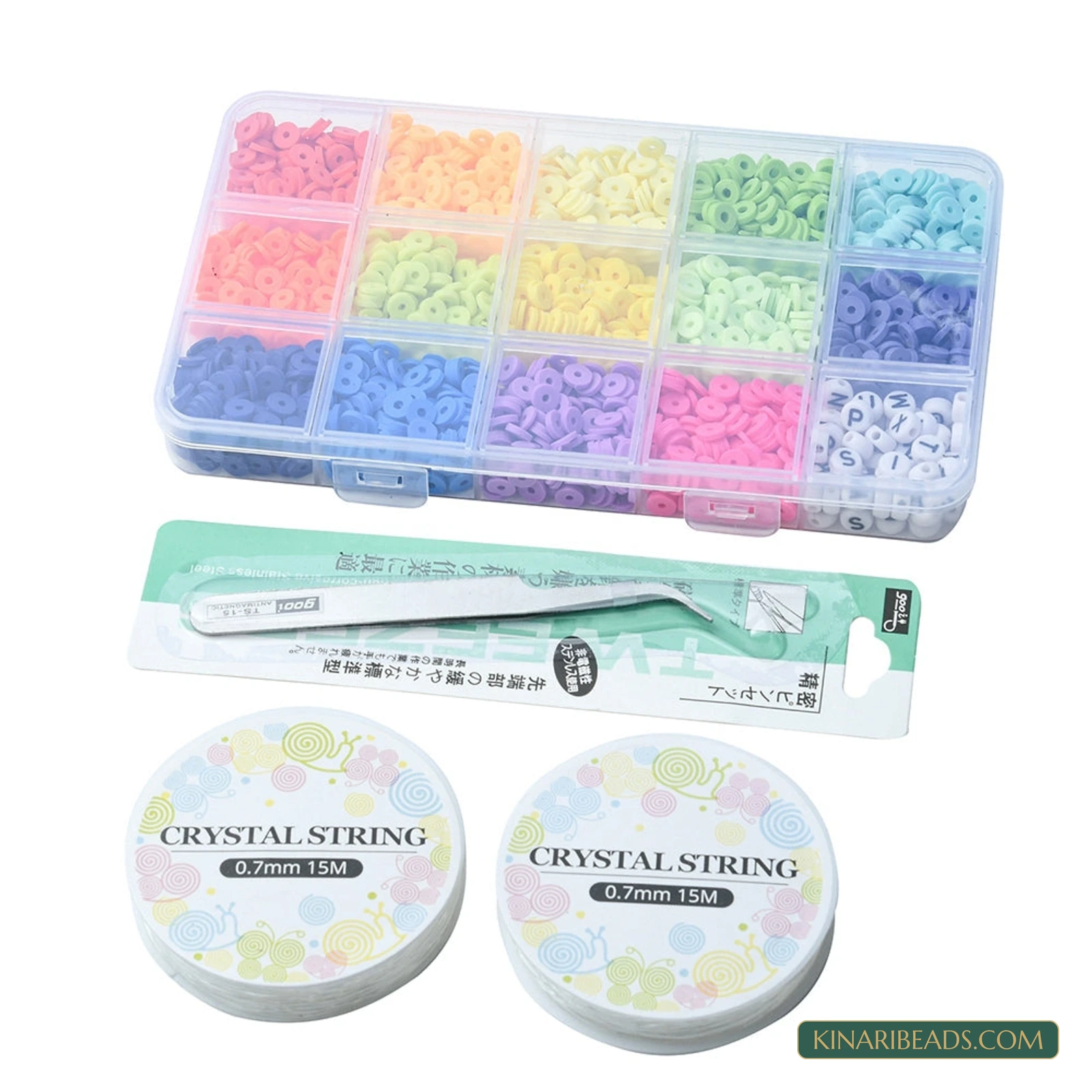 Heishi & Letter Beads Word Bracelet Making Kit with Thread & Tweezers product image