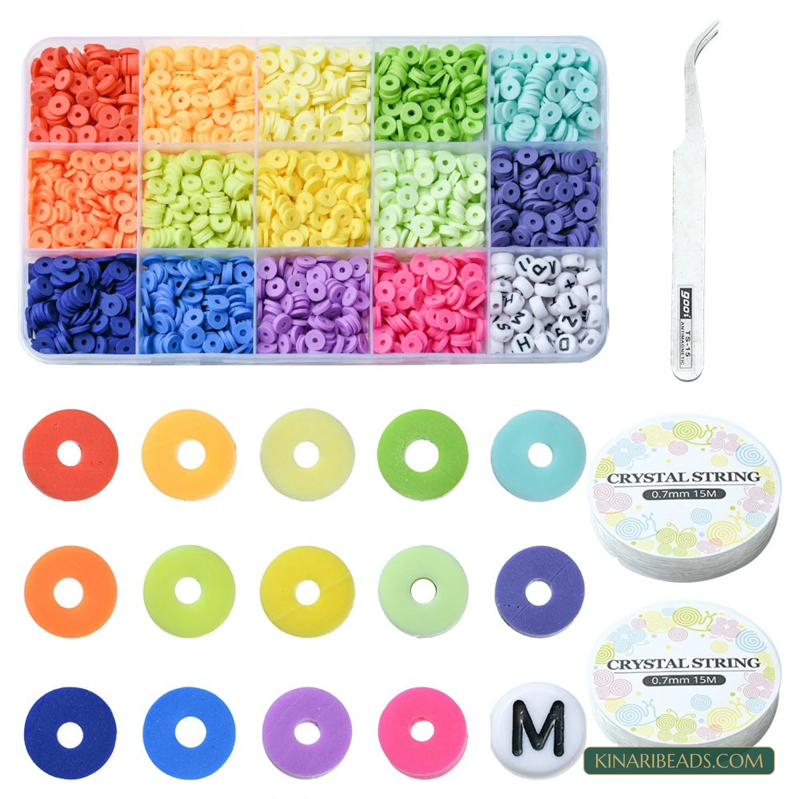 Heishi & Letter Beads Word Bracelet Making Kit with Thread & Tweezers product image