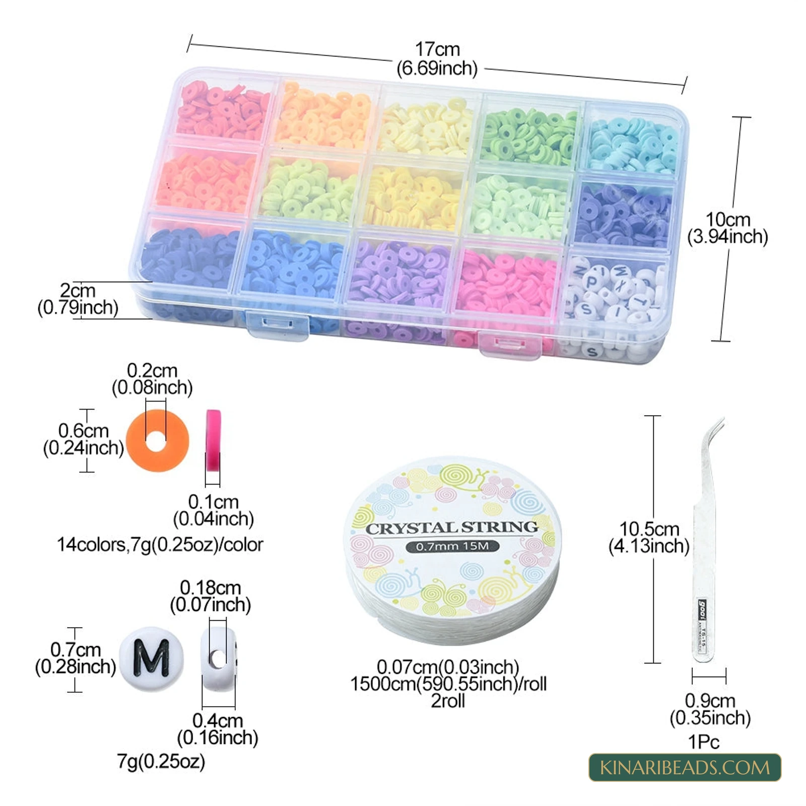 Heishi & Letter Beads Word Bracelet Making Kit with Thread & Tweezers product image