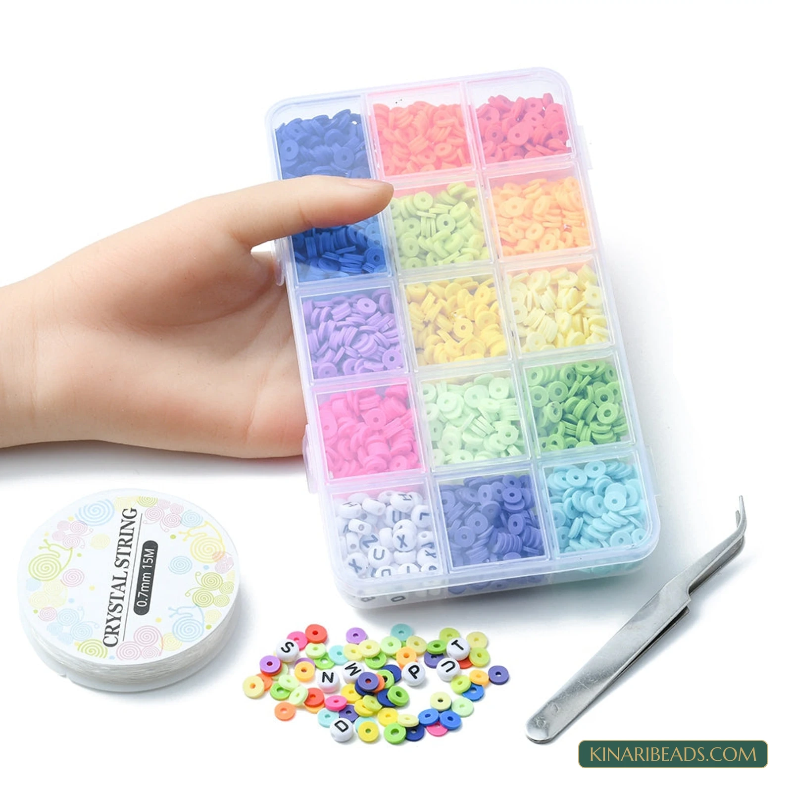 Heishi & Letter Beads Word Bracelet Making Kit with Thread & Tweezers product image