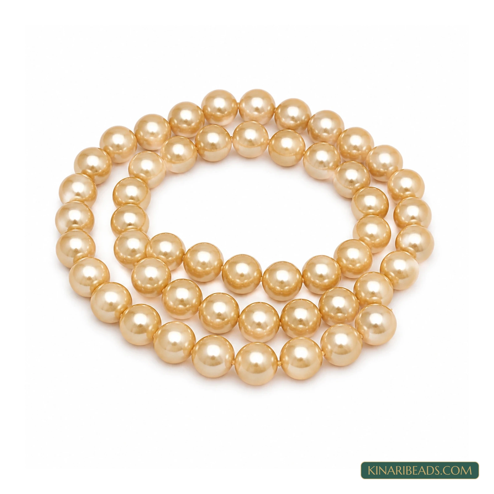 Ivory & Peach Round Glass Pearl Beads – 8mm, 1 String