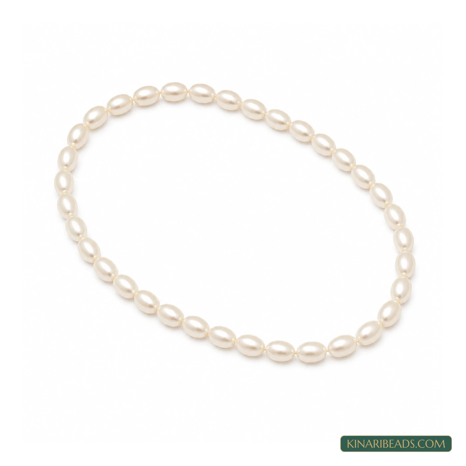 Ivory Oval Glass Pearl Beads – 11x8mm, 1 String
