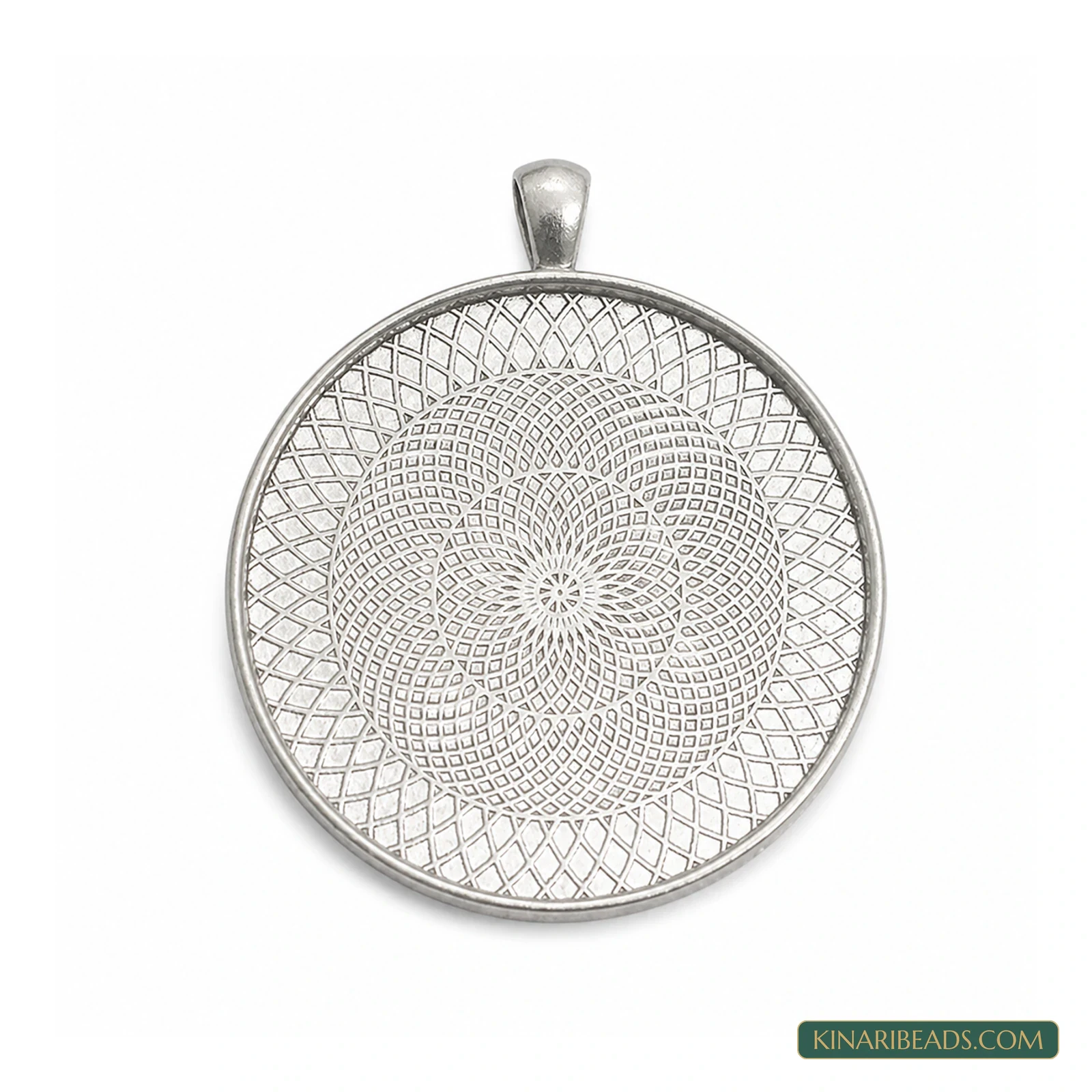 Large Silver Round Bezel Pendant Base Frames – 2 Inch