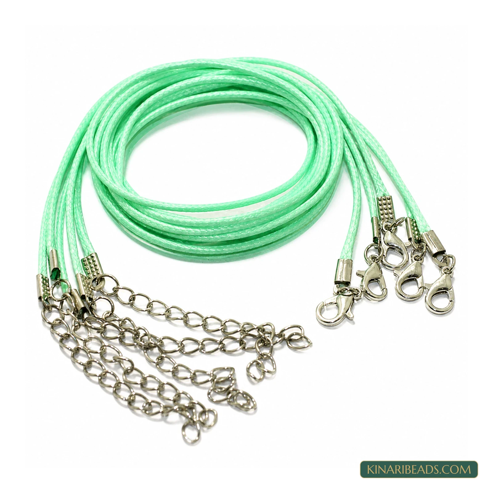 Leather Necklace Cord with Clasp – Pack of 5 - Mint Green colour
