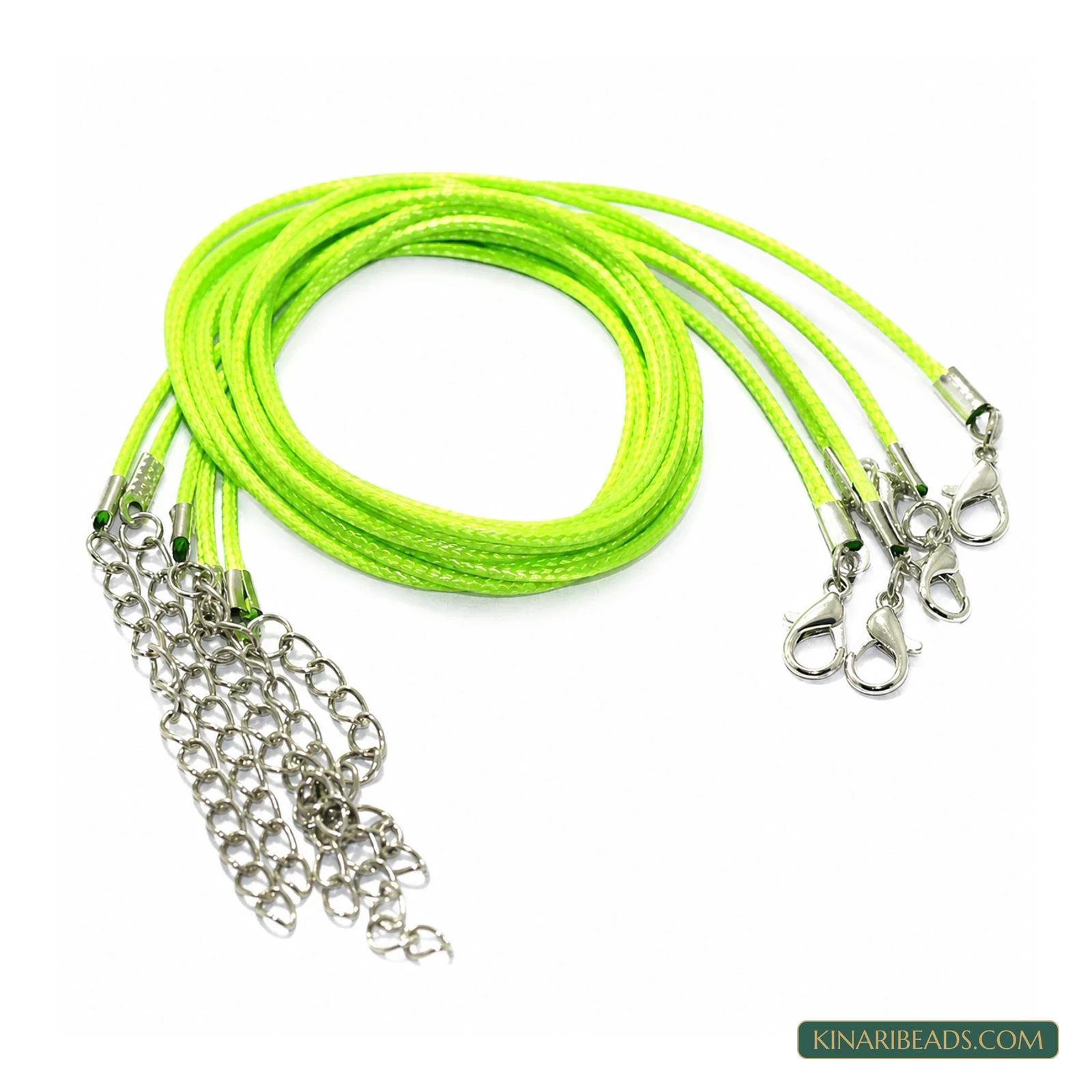 Leather Necklace Cord with Clasp – Pack of 5 - Parrot Green colour