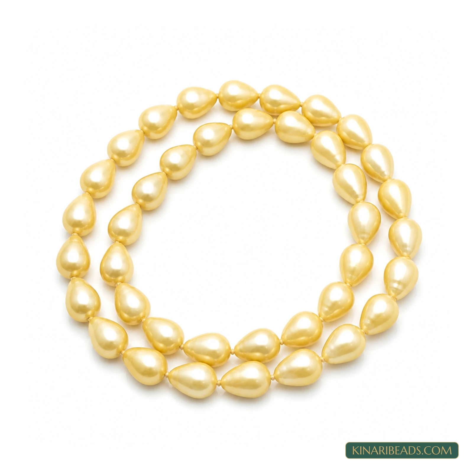 Light Yellow Drop Shell Pearl Beads – 12x8mm, 1 String