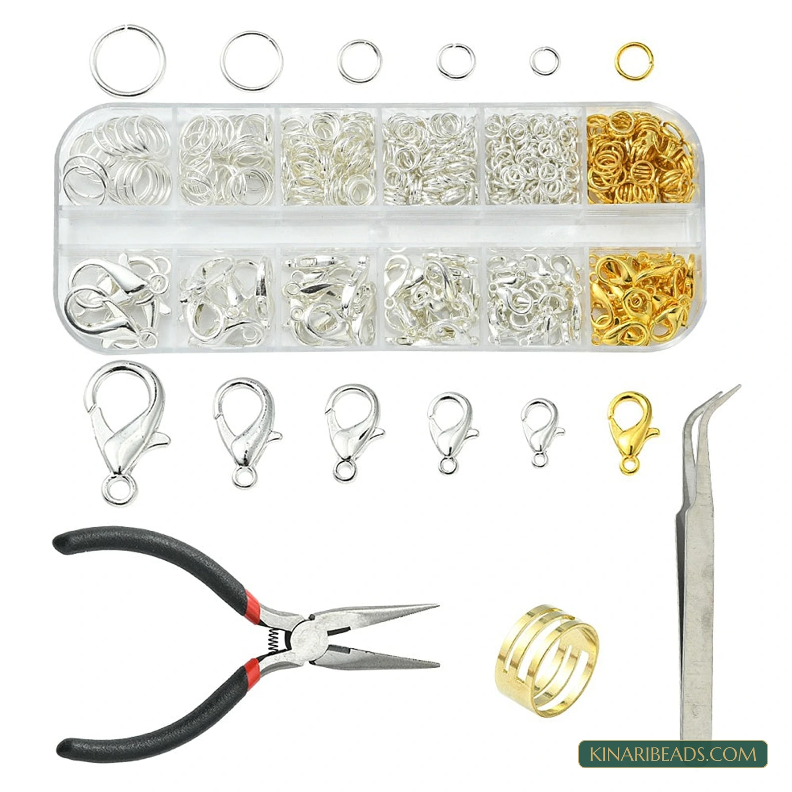 Lobster Clasps, Jump Rings & Pliers Jewellery Findings Kit – 1 or 5 Sets product image
