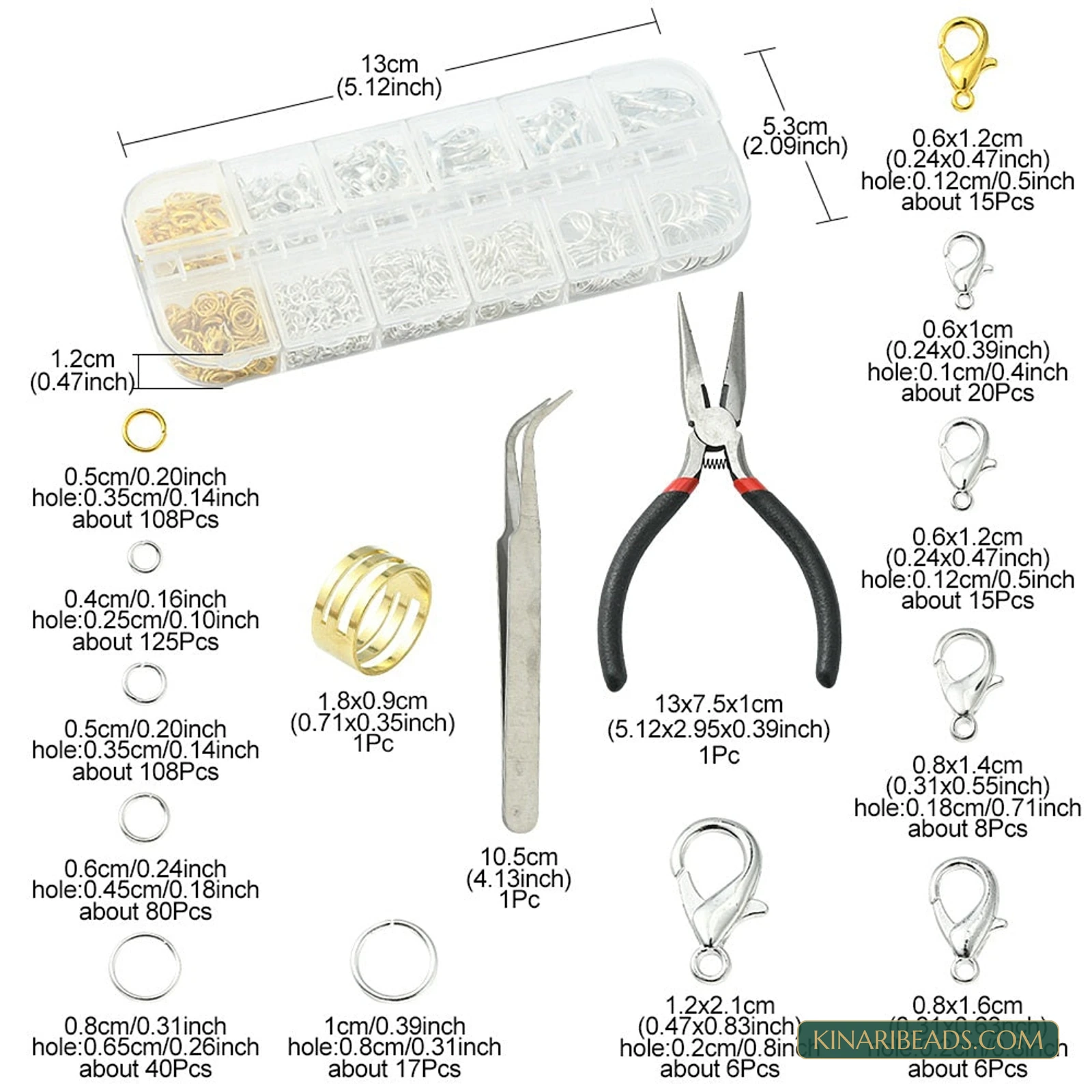 Lobster Clasps, Jump Rings & Pliers Jewellery Findings Kit – 1 or 5 Sets product image