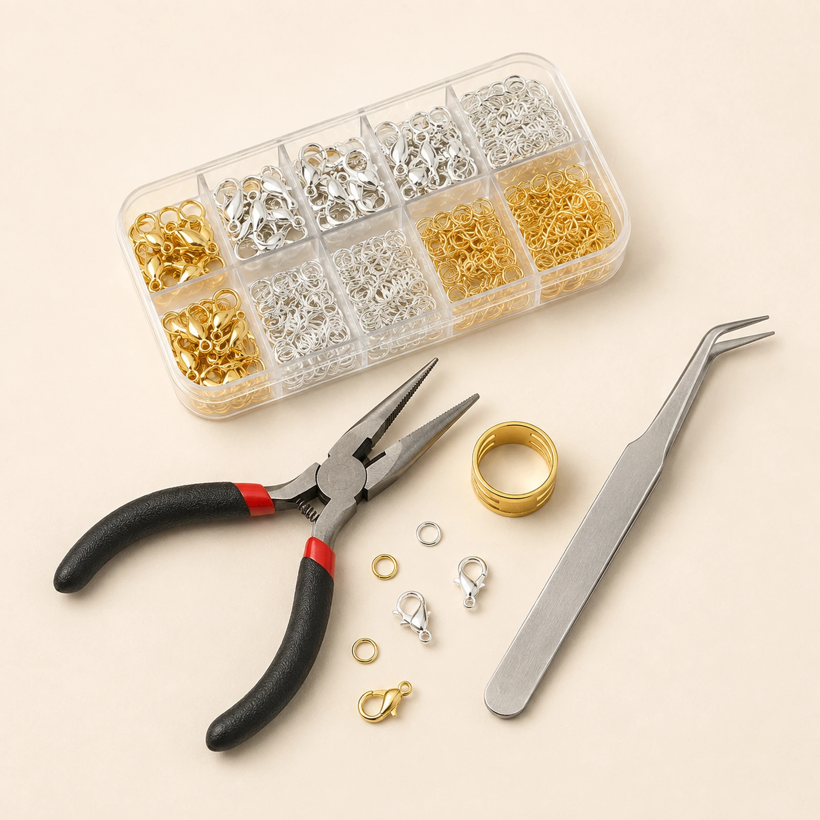Lobster Clasps, Jump Rings & Pliers Jewellery Findings Kit – 1 or 5 Sets
