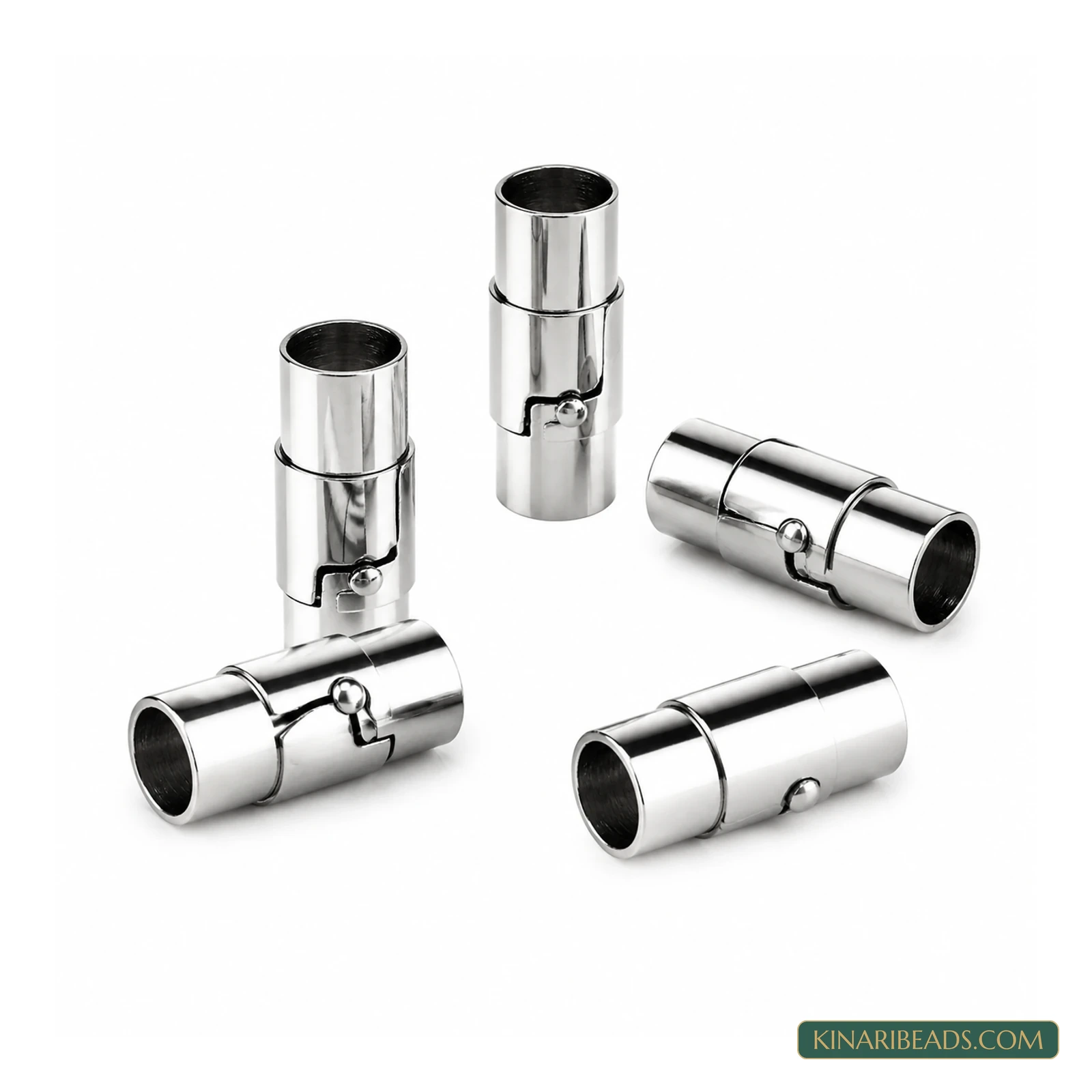 Magnetic Jewellery Clasp Connectors Leather Cord Connectors Silver-Tone – 5 Pcs