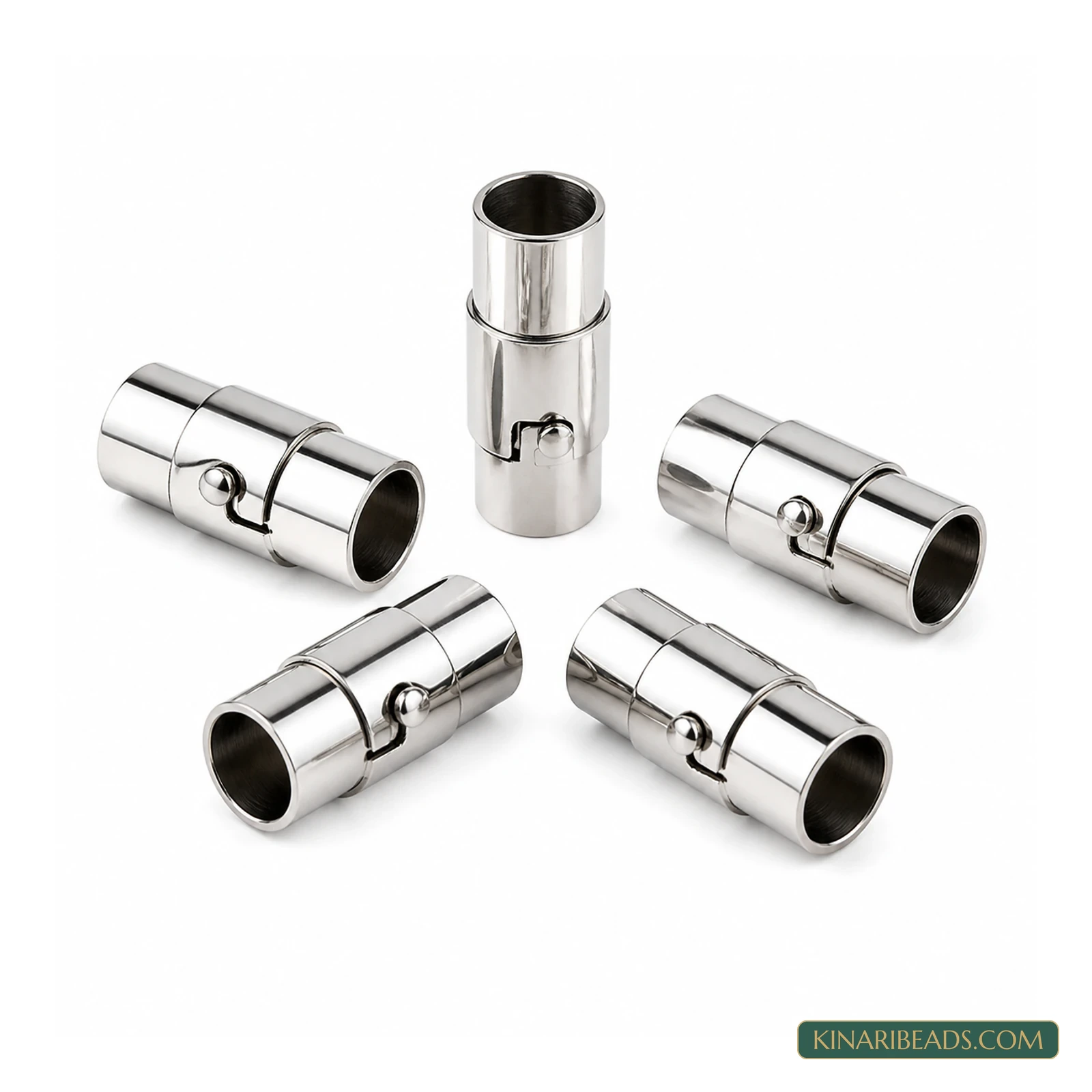 Magnetic Jewellery Clasp Connectors Leather Cord Connectors Silver-Tone – 5 Pcs product image