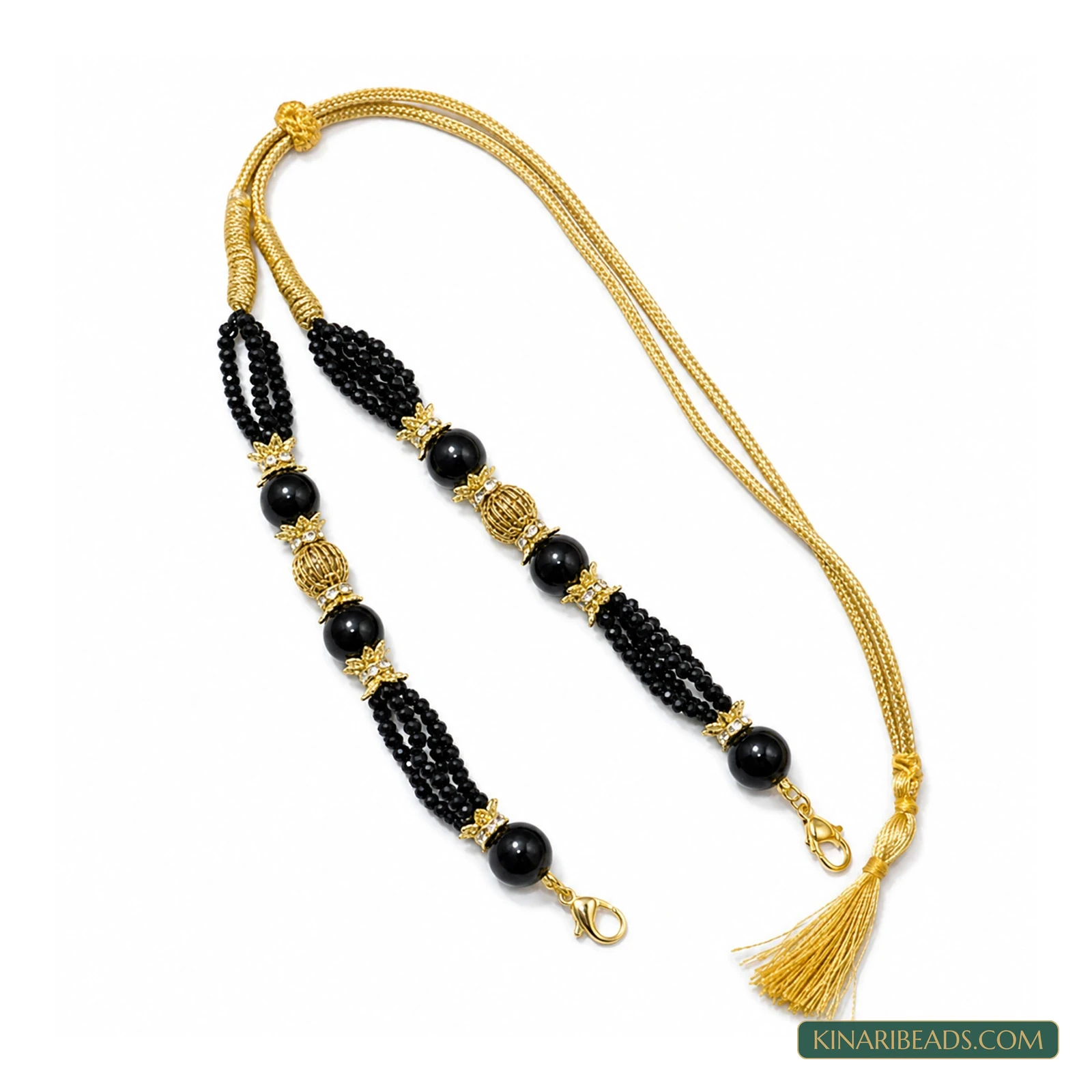 Maroon and Black Crystal Necklace Dori - Black colour