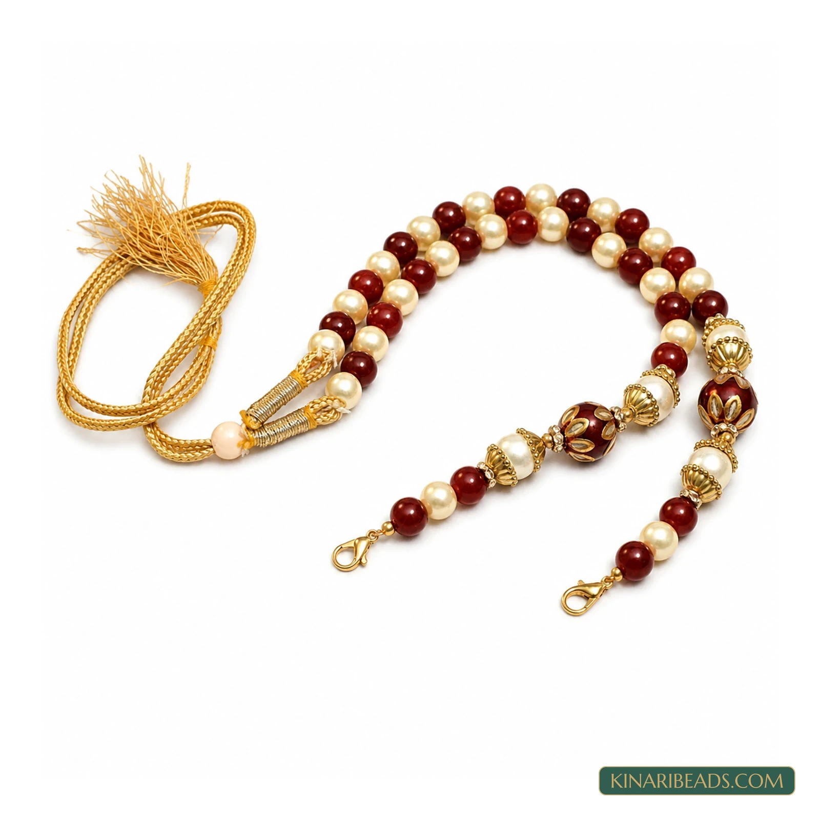 Meenakari Beaded Necklace Dori - Maroon colour