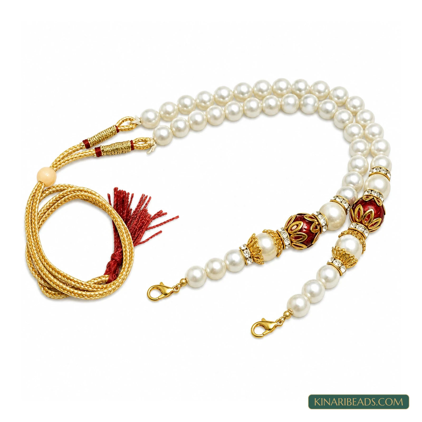 Meenakari Beaded Necklace Dori - White colour