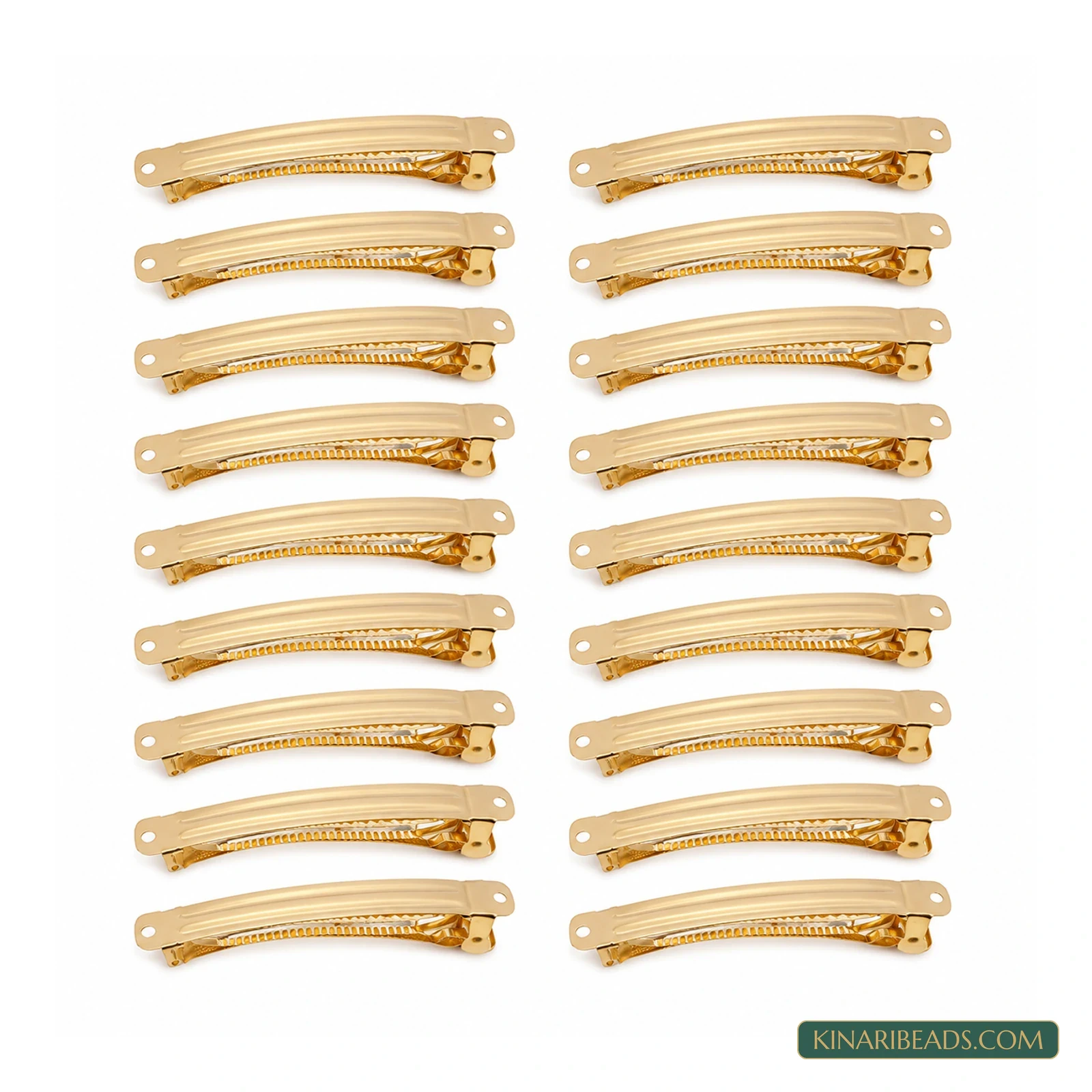 Metal Barrette Hair Clip Bases – 20 Pack - Golden colour