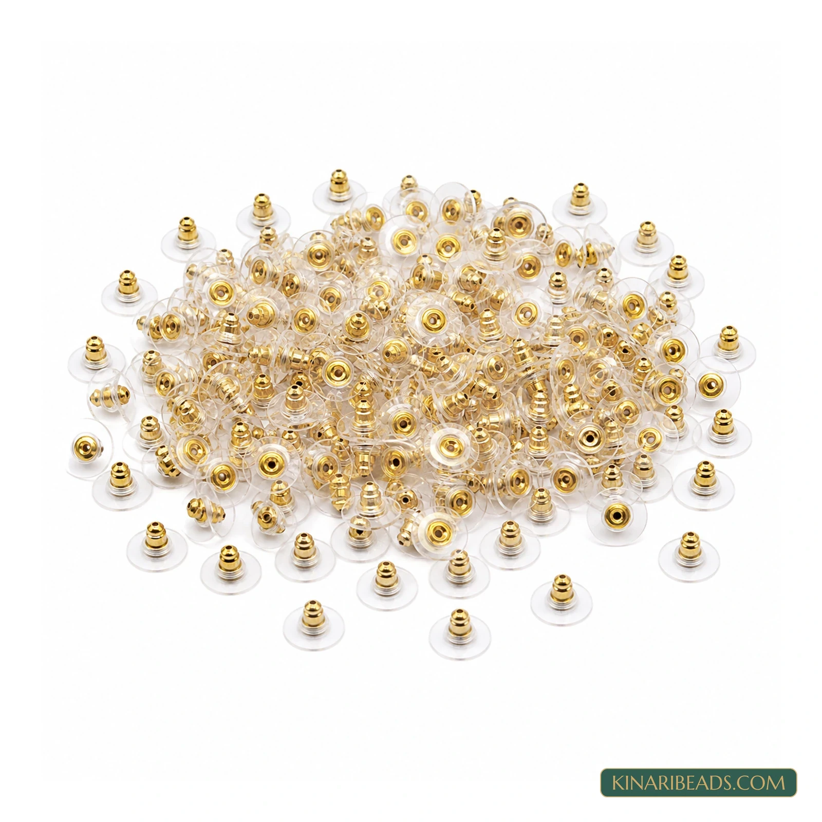 Metal Earring Back Stoppers – 10x7mm, 200 Pack - Golden colour