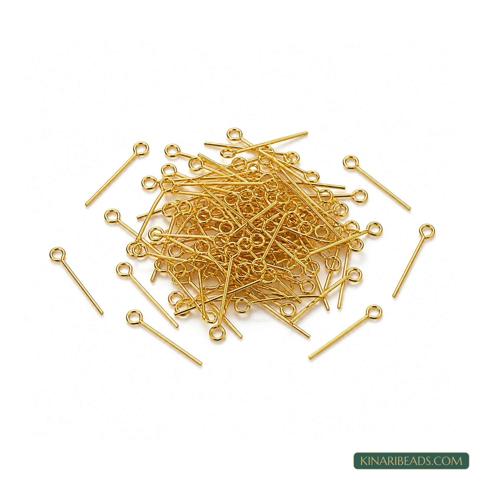 Metal Eye Pins 22mm – 100g Pack - Golden colour